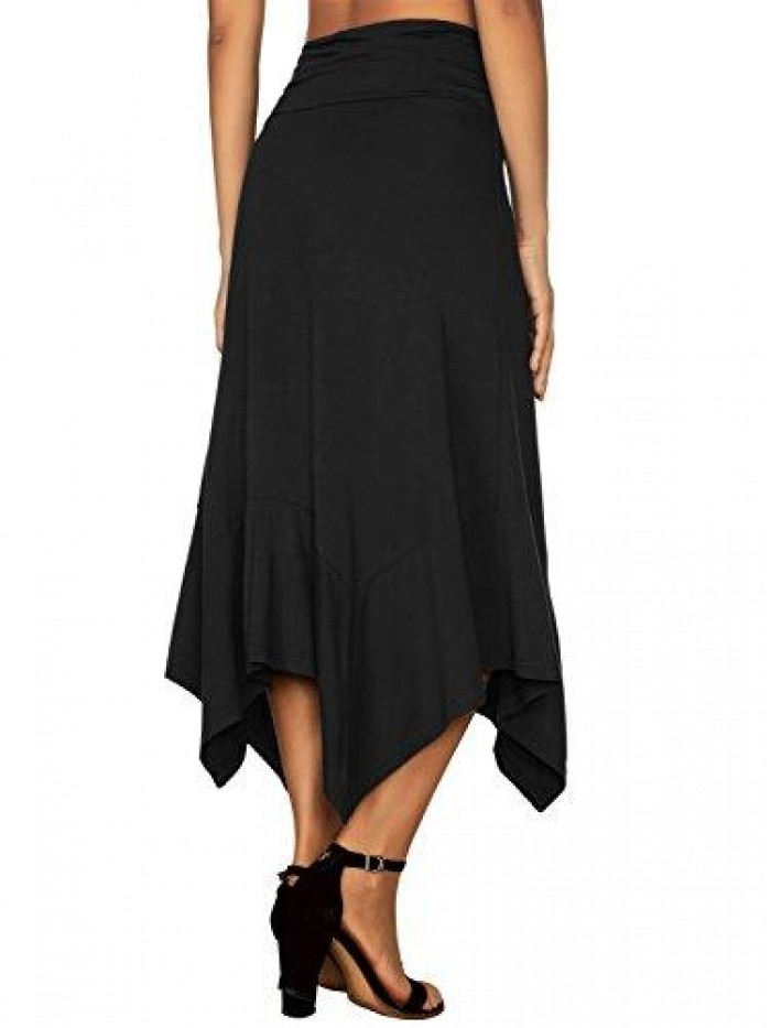 Women's Flowy Handkerchief Hemline Midi Skirt 