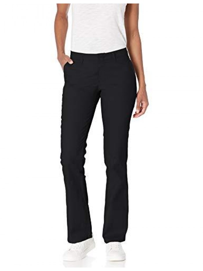 Women's Flat Front Stretch Twill Pant Slim Fit Bootcut 