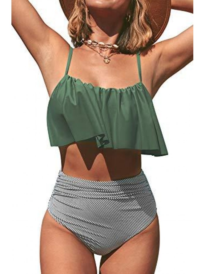 Women's High Waisted Falbala Bikini Set 