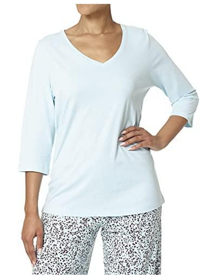 Women's 3/4 Sleeve V-Neck Sleep Tee 