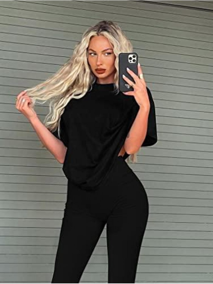 Women's Casual Pullover T-shirt Joggers Legging 2piece Jumpsuit 