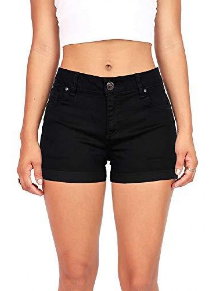 Women's Juniors Mid-Rise Denim Shorts 