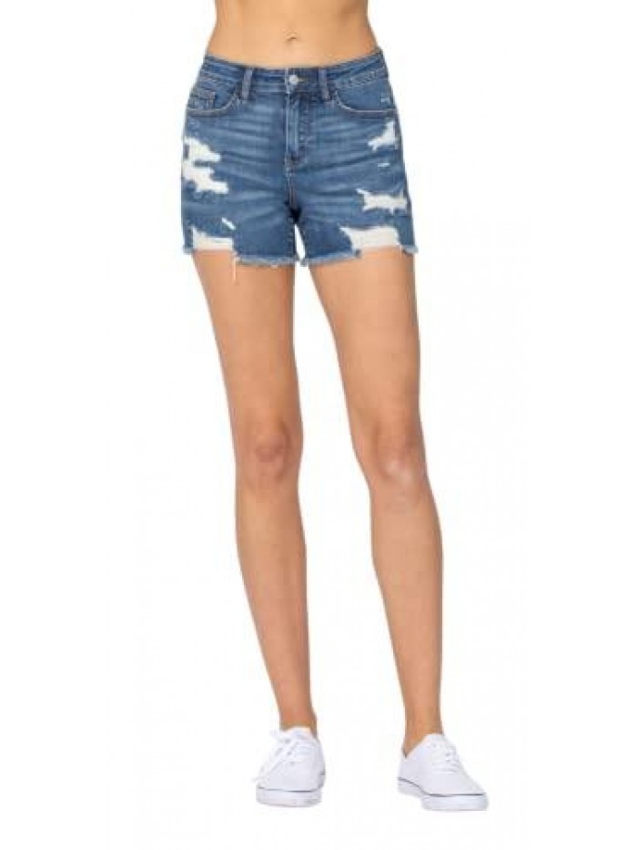 Blue Mid Rise Destroyed Cut-Off Shorts 