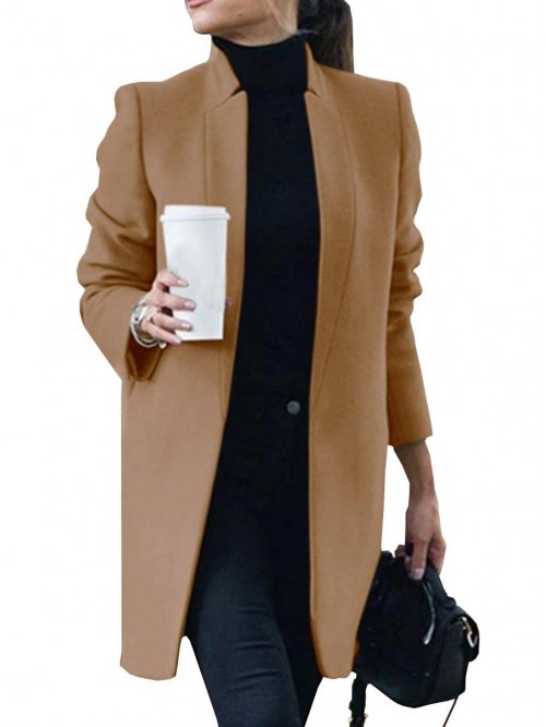 Women's Peacoat Trench Coat Mid Long Outwear Casua...