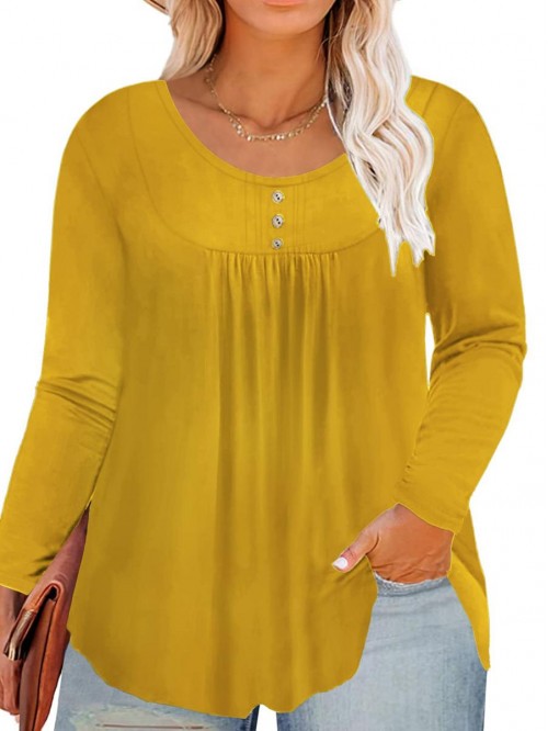 Women's Plus-Size Tops Long Sleeve Tee Shirts Plea...