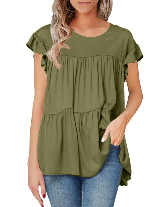 Women's Summer Ruffle Short Sleeve Tops Casual Bab...