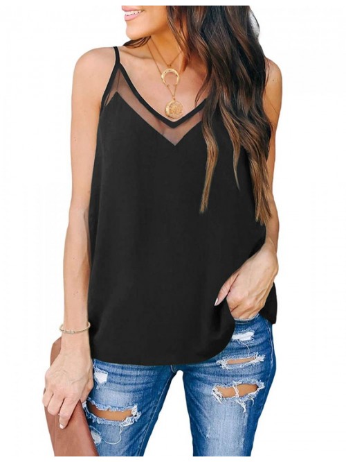 Women's V Neck Tank Tops Casual Spaghetti Strap Ca...