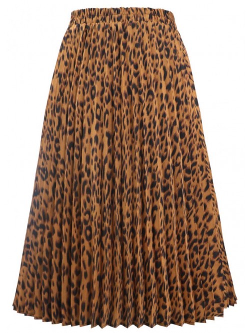 Womens Chic Elastic High Waisted A Line Leopard Pr...