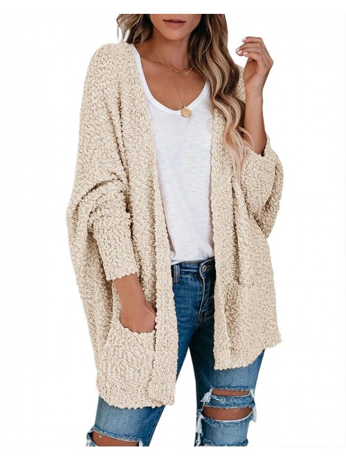 Women's Chunky Popcorn Cardigan Oversized Open Fro...