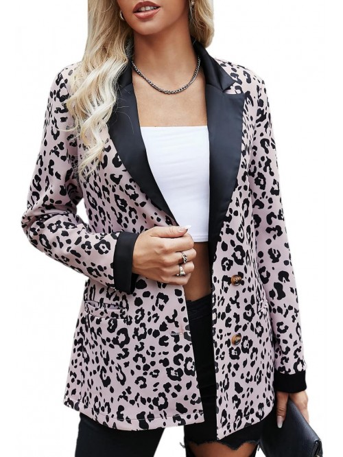 Womens Casual Long Sleeve Leopard Print Open Front...