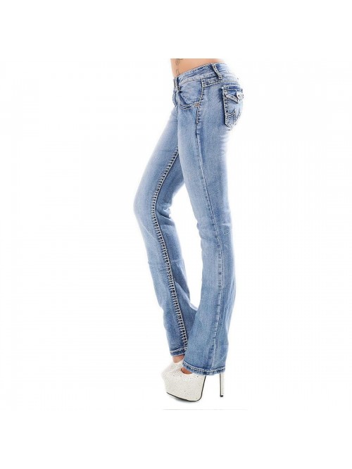 Patchwork Jeans High Waisted Straight Leg Stretch ...