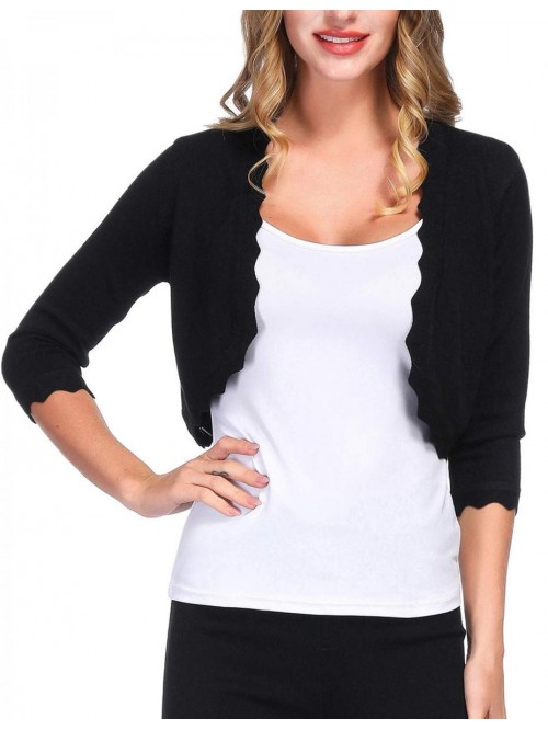 KOLE Women's 3/4 Sleeve Shrug Cardigan Knit Open F...